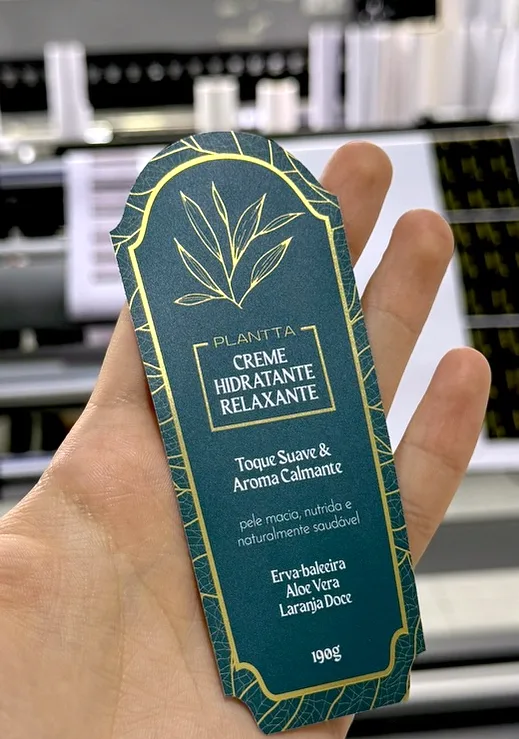 Rótulo verde de cosmético